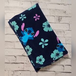Disney Stitch Fleece Throw Blanket Blue Floral Print Lilo & Stitch Plush Cozy